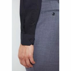 Moss Bros Moss Skinny Fit Black Single Cuff Stretch Shirt -Moss Bros shop unnamed file 61