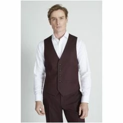 Moss Bros Tailored Fit Fig Flannel Suit: Waistcoat