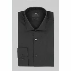 Moss Bros Moss Skinny Fit Black Single Cuff Stretch Shirt -Moss Bros shop unnamed file 62