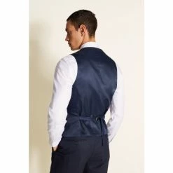 Alternative view of Moss Bros Moss Regular Fit Navy With Burgundy Overcheck Suit: Waistcoat