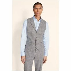 Moss Bros Moss Tailored Fit B&W With Blue Check Suit: Waistcoat -Moss Bros shop unnamed file 625