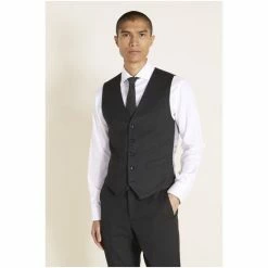 Moss Bros Moss Tailored Fit Charcoal Grey Stretch Suit: Waistcoat