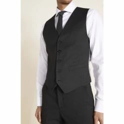 Moss Bros Moss Tailored Fit Charcoal Grey Stretch Suit: Waistcoat -Moss Bros shop unnamed file 628