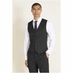 Moss Bros Moss Tailored Fit Charcoal Grey Stretch Suit: Waistcoat -Moss Bros shop unnamed file 630