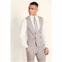 Moss Bros Slim Fit New Neutral Suit: Waistcoat -Moss Bros shop unnamed file 655
