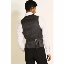 Alternative view of Moss Bros Moss Regular Fit Black Stretch Suit: Waistcoat