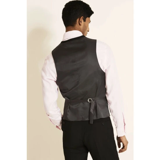 Moss Bros Moss Regular Fit Black Stretch Suit: Waistcoat 2 Moss Bros Moss Regular Fit Black Stretch Suit: Waistcoat - Image 2