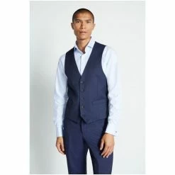 Moss Bros Moss Regular Fit Ink Blue Stretch Suit: Waistcoat