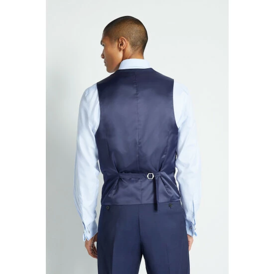 Moss Bros Moss Regular Fit Ink Blue Stretch Suit: Waistcoat 2 Moss Bros Moss Regular Fit Ink Blue Stretch Suit: Waistcoat - Image 2