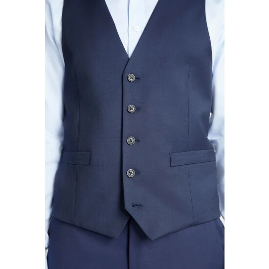 Moss Bros Moss Regular Fit Ink Blue Stretch Suit: Waistcoat 3 Moss Bros Moss Regular Fit Ink Blue Stretch Suit: Waistcoat - Image 3
