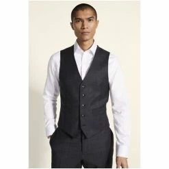 Moss Bros Moss Performance Tailored Fit Grey Check Suit: Waistcoat