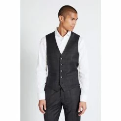 Moss Bros Moss Performance Tailored Fit Grey Check Suit: Waistcoat -Moss Bros shop unnamed file 672