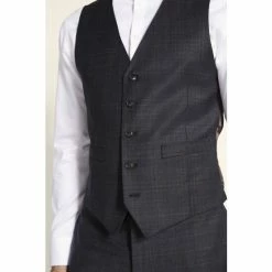 Moss Bros Moss Performance Tailored Fit Grey Check Suit: Waistcoat -Moss Bros shop unnamed file 673