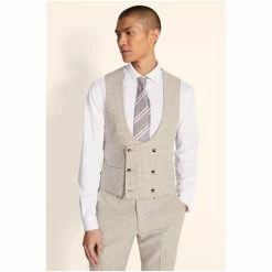 Moss Bros Moss Slim Fit Brown Houndstooth Suit: Waistcoat