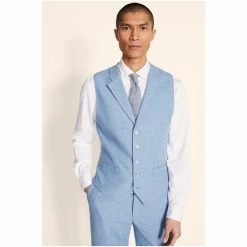 Moss Bros Moss Tailored Fit Dusty Blue Herringbone Suit: Waistcoat 7 Moss Bros Moss Tailored Fit Dusty Blue Herringbone Suit: Waistcoat -Moss Bros shop unnamed file 682