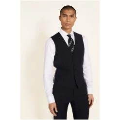 Moss Bros Blue Tailored Fit Suit: Waistcoat