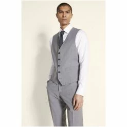 Moss Bros Moss Performance Tailored Fit Light Grey Suit: Waistcoat