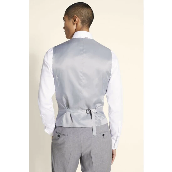 Moss Bros Moss Performance Tailored Fit Light Grey Suit: Waistcoat 2 Moss Bros Moss Performance Tailored Fit Light Grey Suit: Waistcoat - Image 2