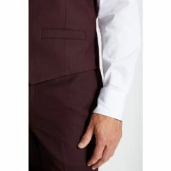 Moss Bros Red Regular Fit Fig Flannel Waistcoat -Moss Bros shop unnamed file 693