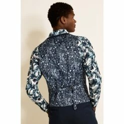 Alternative view of Moss Bros Moss Slim Fit Midnight Blue Linen Suit: Waistcoat