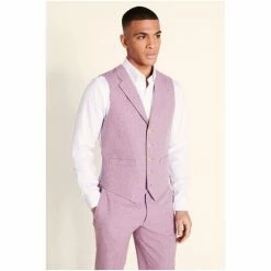 Moss Bros Moss Tailored Fit Dusty Pink Herringbone Suit: Waistcoat 9 Moss Bros Moss Tailored Fit Dusty Pink Herringbone Suit: Waistcoat -Moss Bros shop unnamed file 704
