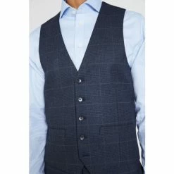 Moss Bros Moss Regular Fit Blue With Khaki Check Suit: Waistcoat -Moss Bros shop unnamed file 708