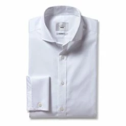 Moss Bros White Tailored Fit White Double Cuff Non-Iron Twill Shirt 10 Moss Bros White Tailored Fit White Double Cuff Non-Iron Twill Shirt -Moss Bros shop unnamed file 71
