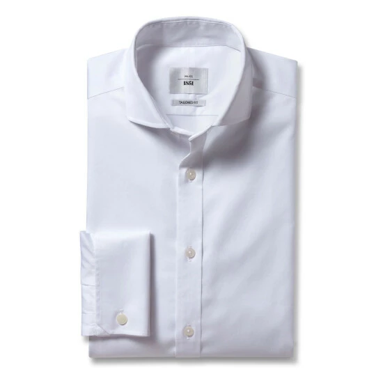 Moss Bros White Tailored Fit White Double Cuff Non-Iron Twill Shirt 5 Moss Bros White Tailored Fit White Double Cuff Non-Iron Twill Shirt - Image 5