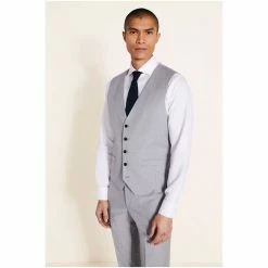 Moss Bros Moss Grey Stretch Suit: Waistcoat -Moss Bros shop unnamed file 721