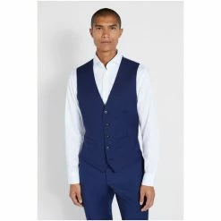 Moss Bros Moss Tailored Fit Navy Twill Suit: Waistcoat