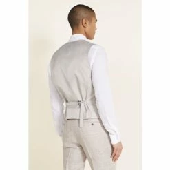 Alternative view of Moss Bros Moss Tailored Fit Oatmeal Linen Suit: Waistcoat