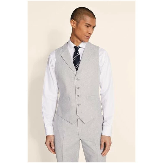Moss Bros Moss Tailored Fit Light Grey Herringbone Waistcoat 1 Moss Bros Moss Tailored Fit Light Grey Herringbone Waistcoat