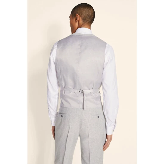 Moss Bros Moss Tailored Fit Light Grey Herringbone Waistcoat 2 Moss Bros Moss Tailored Fit Light Grey Herringbone Waistcoat - Image 2