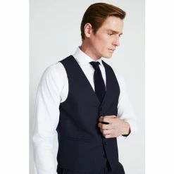 Moss Bros Moss Ink Slim Fit Eco Check Waistcoat -Moss Bros shop unnamed file 740