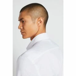 Moss Bros Moss Tailored Fit White Single Cuff Dobby Shirt -Moss Bros shop unnamed file 75