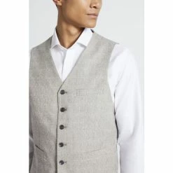Moss Bros Neutral Slim Fit Texture Suit Waistcoat -Moss Bros shop unnamed file 750