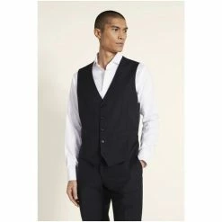 Moss Bros Moss Performance Tailored Fit Black Suit: Waistcoat