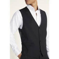 Moss Bros Moss Performance Tailored Fit Black Suit: Waistcoat -Moss Bros shop unnamed file 759