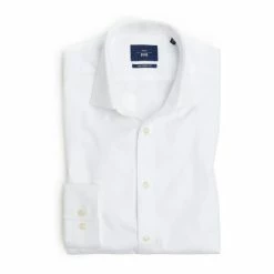 Moss Bros Moss Tailored Fit White Single Cuff Dobby Shirt -Moss Bros shop unnamed file 76