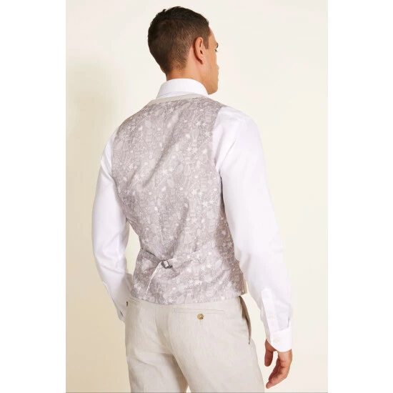 Moss Bros Moss Slim Fit Beige Brown Waistcoat 2 Moss Bros Moss Slim Fit Beige Brown Waistcoat - Image 2