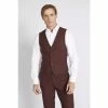 Moss Bros Red Slim Fit Fig Donegal Waistcoat
