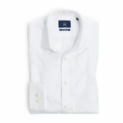 Moss Bros Moss Tailored Fit White Single Cuff Dobby Shirt -Moss Bros shop unnamed file 77