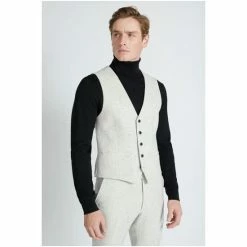 Moss Bros Slim Fit Grey Donegal Suit: Waistcoat -Moss Bros shop unnamed file 776