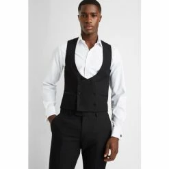 Moss Bros Moss Slim Fit Black Dress Waistcoat