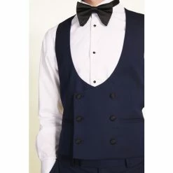 Alternative view of Moss Bros Moss Blue Slim Fit Dresswear Suit: Waistcoat