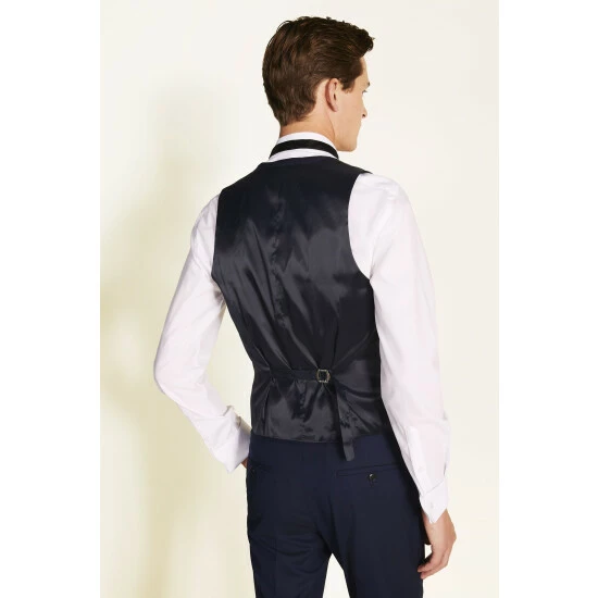 Moss Bros Moss Blue Slim Fit Dresswear Suit: Waistcoat 3 Moss Bros Moss Blue Slim Fit Dresswear Suit: Waistcoat - Image 3