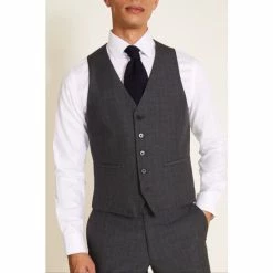 Alternative view of Moss Bros Moss Grey Slim Fit Check Suit: Waistcoat