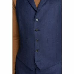Moss Bros Moss X Barberis Tailored Fit Blue Suit: Waistcoat -Moss Bros shop unnamed file 811