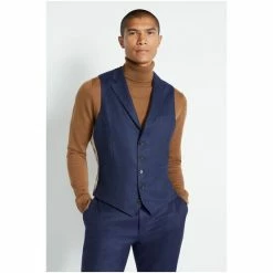 Moss Bros Moss X Barberis Tailored Fit Blue Suit: Waistcoat -Moss Bros shop unnamed file 812
