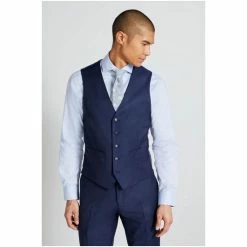 Moss Bros X Cerutti Navy Blue Tailored Fit Twill Suit: Waistcoat -Moss Bros shop unnamed file 816